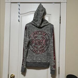PINK vs Gray Hoodie with Burgundy Bling